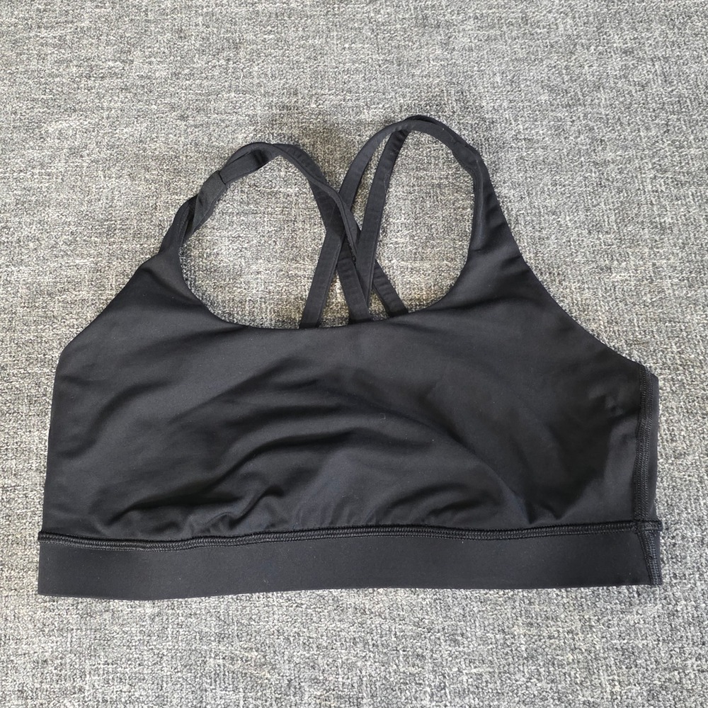 Lululemon Energy Bra Black Size 8 W2326S Strappy Crossback Medium Support